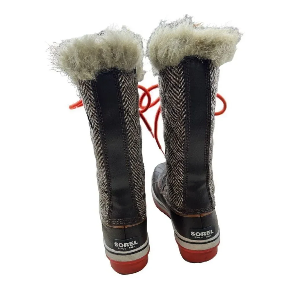 Sorel Women's Tofino Tall Herringbone Faux Fur Winter Boots Multi-Color Size 6